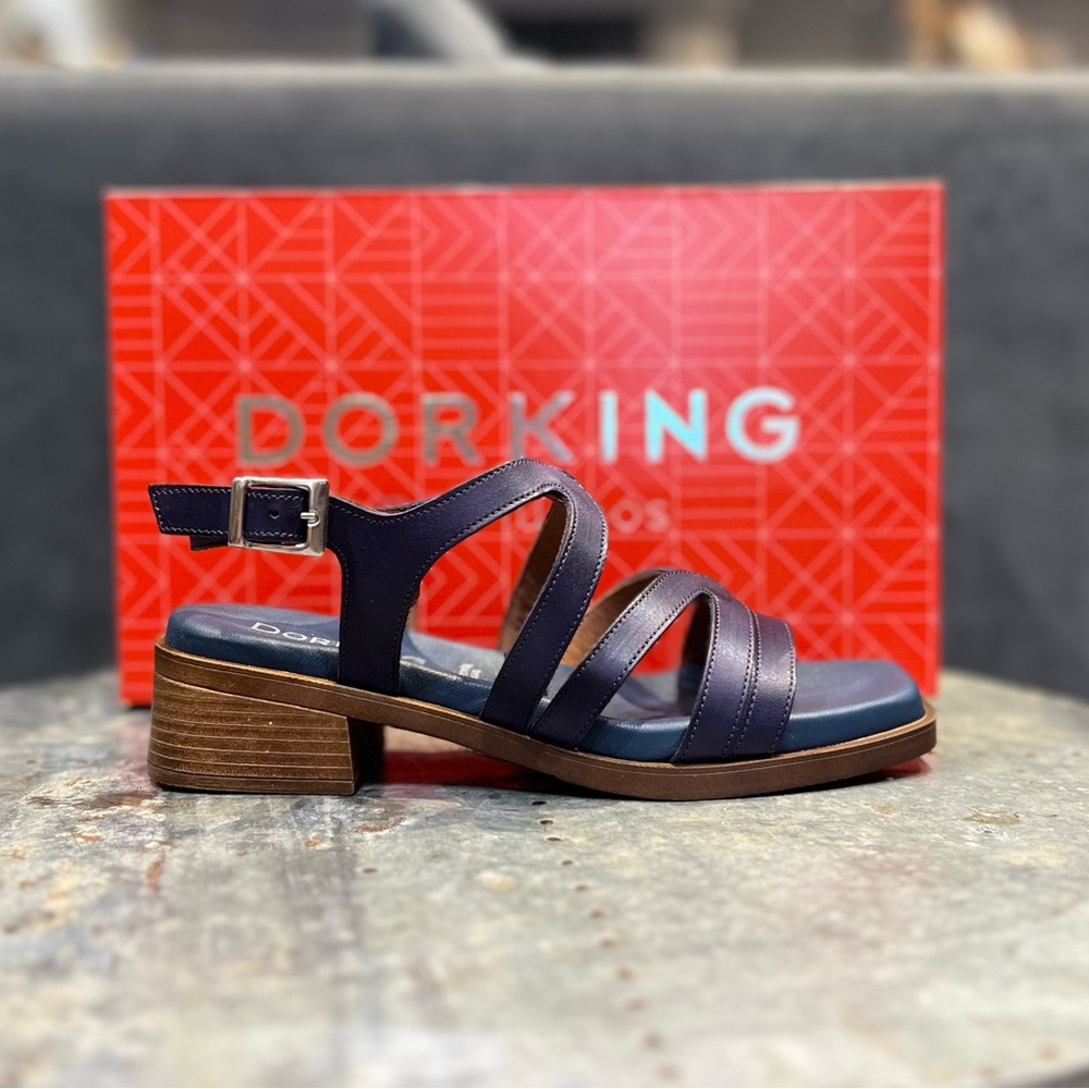 Dorking By Fluchos Poleo Navy Leather Womens Sandals
